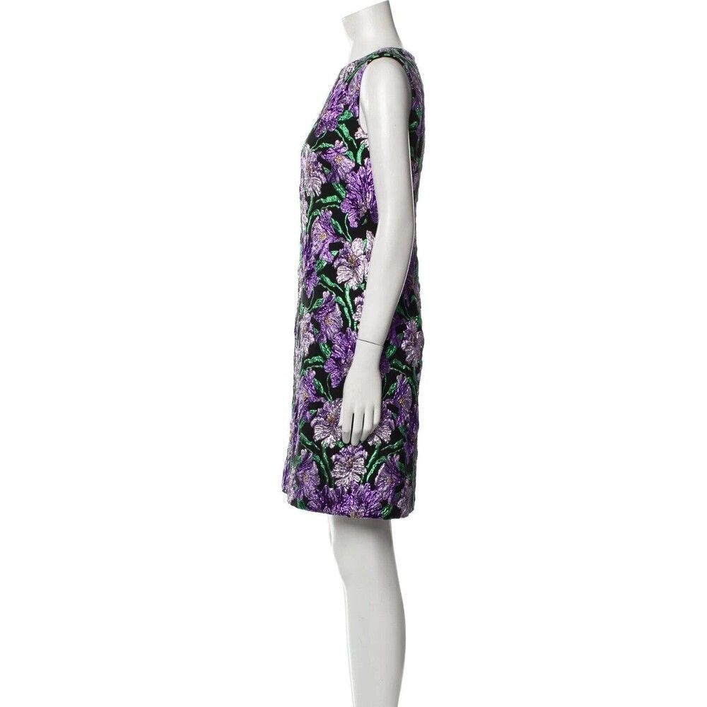NWT.$4.5k Carolina Herrera Metallic Floral Brocade Shift Dress Sz 2 - Picture 9 of 16